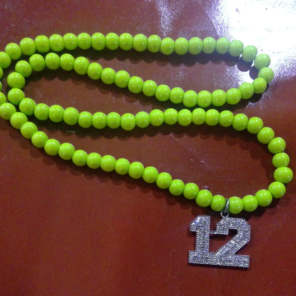12 bling seahawks lime green necklace/bracelet
